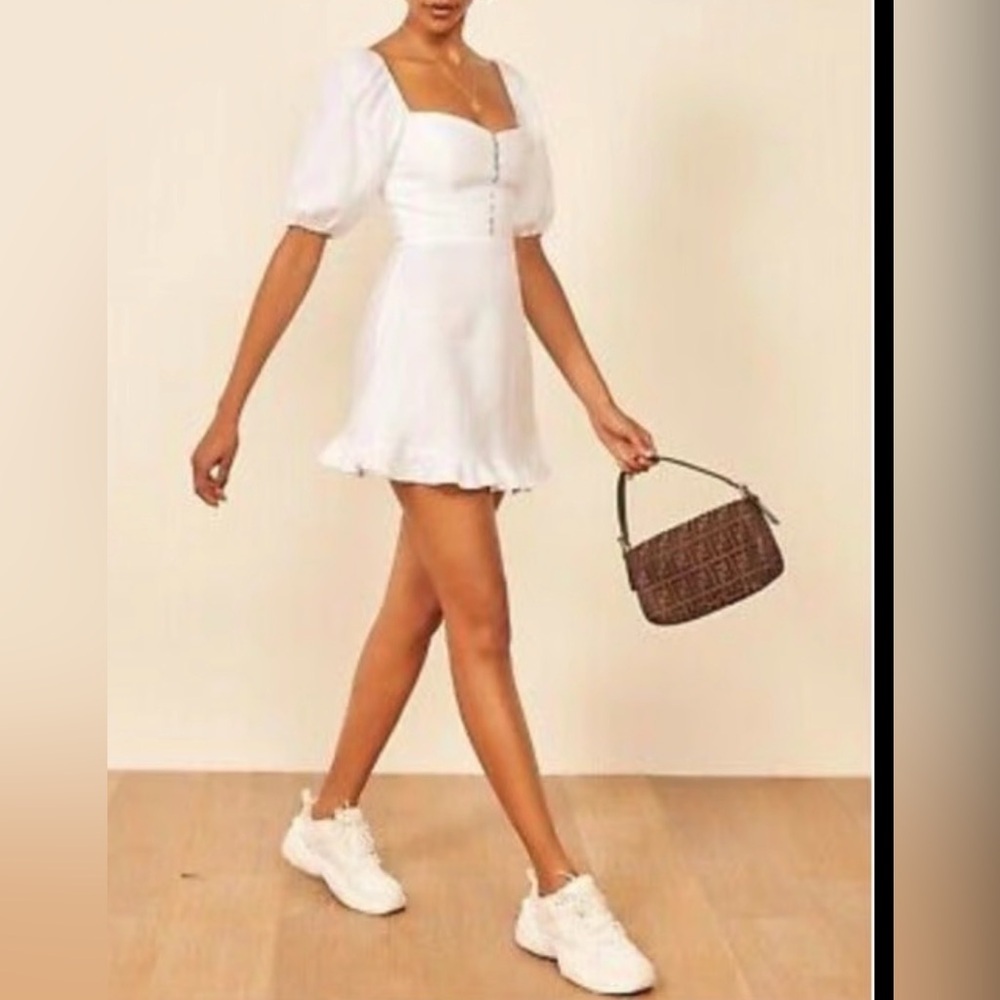 Reformation Seattle Linen White Mini Dress 12